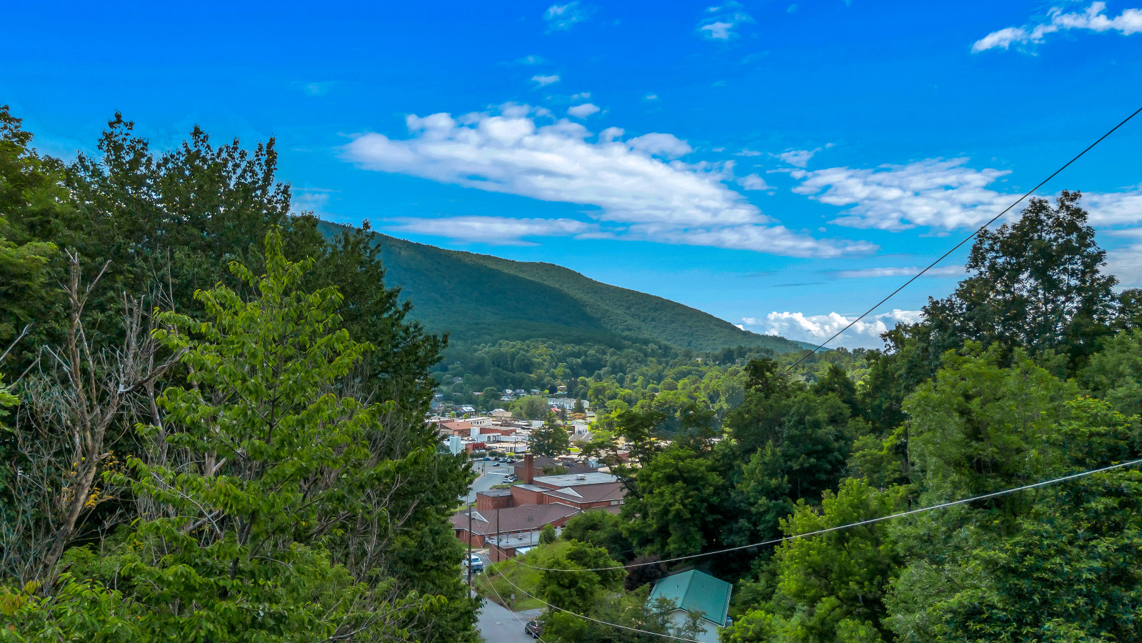 Downtown West Jefferson and Paddy Mountain from High Peak
